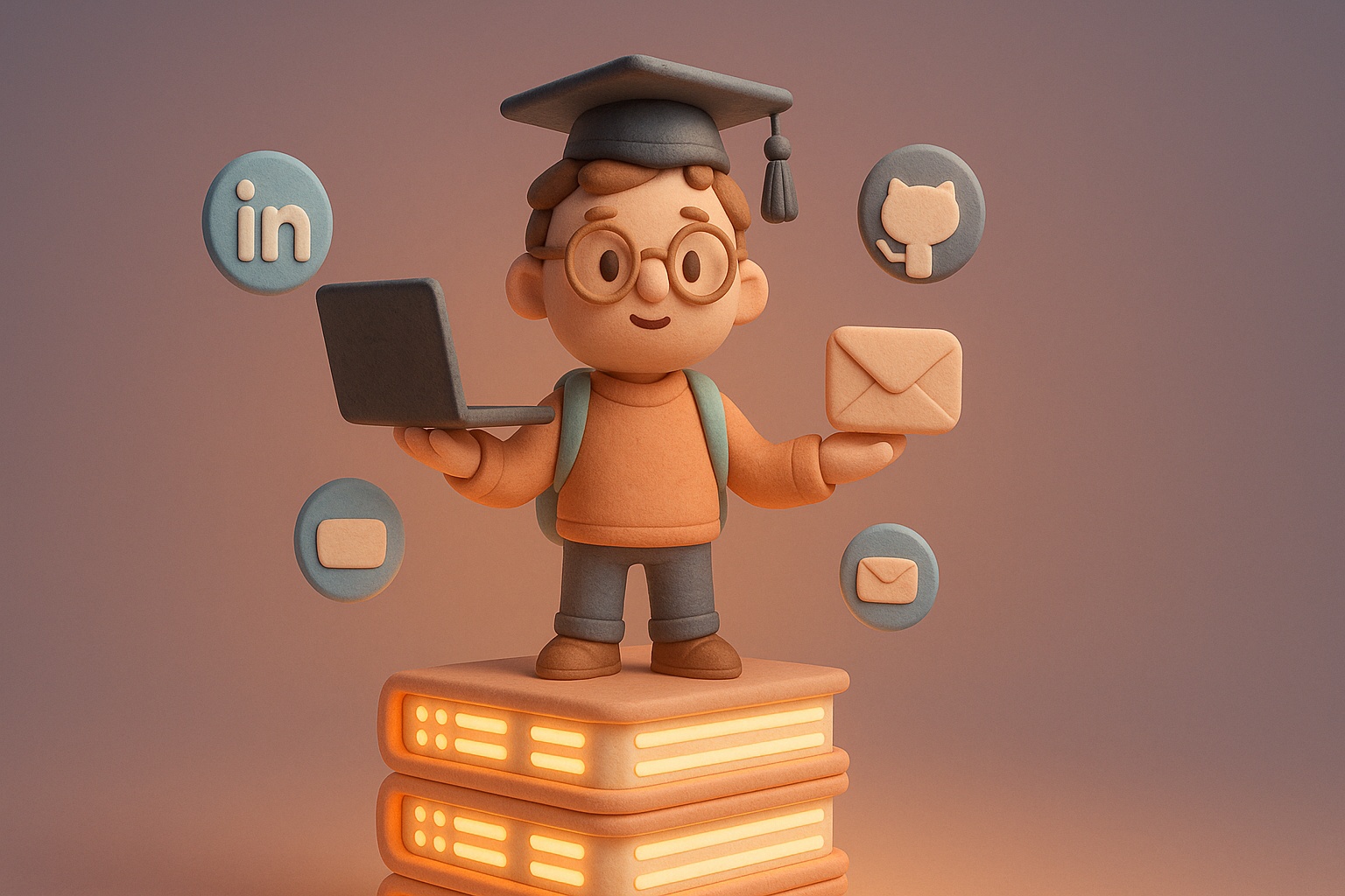 Student balancing on books