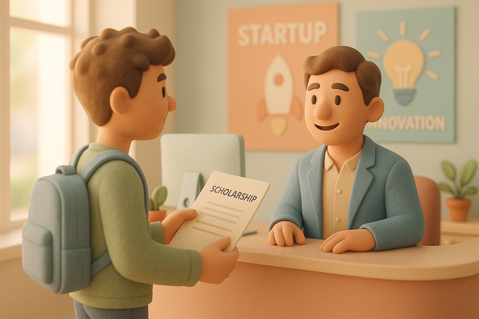 A student getting a scholarship